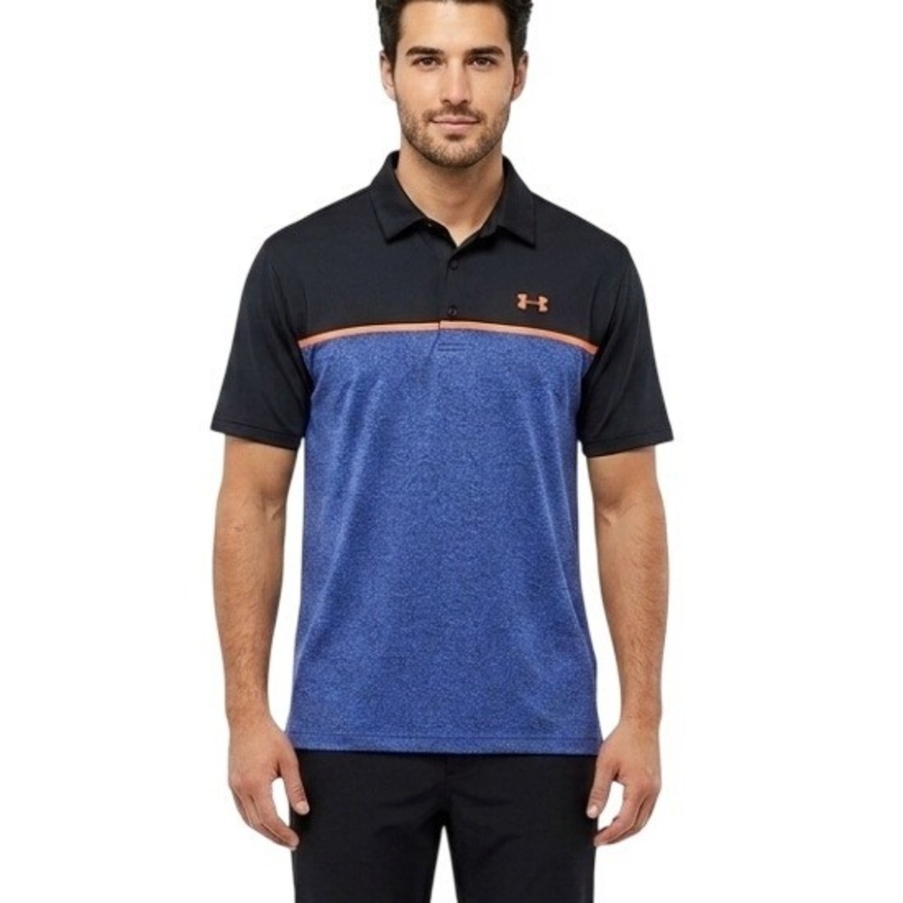 Under Armour Playoff Polo Mens XXL Blue Black‎ Excellent